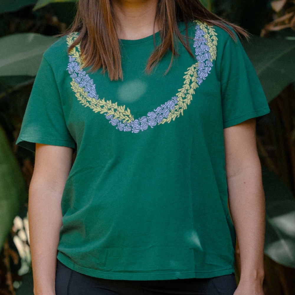 Mahina Made Lei Pili Tee Mauka Forest Pine Green S T-Shirt MahinaMade Koko Small - Picture 10 of 15